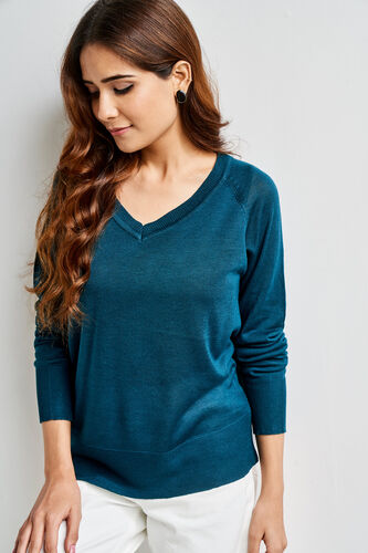 Solid Straight Top, Teal, image 1